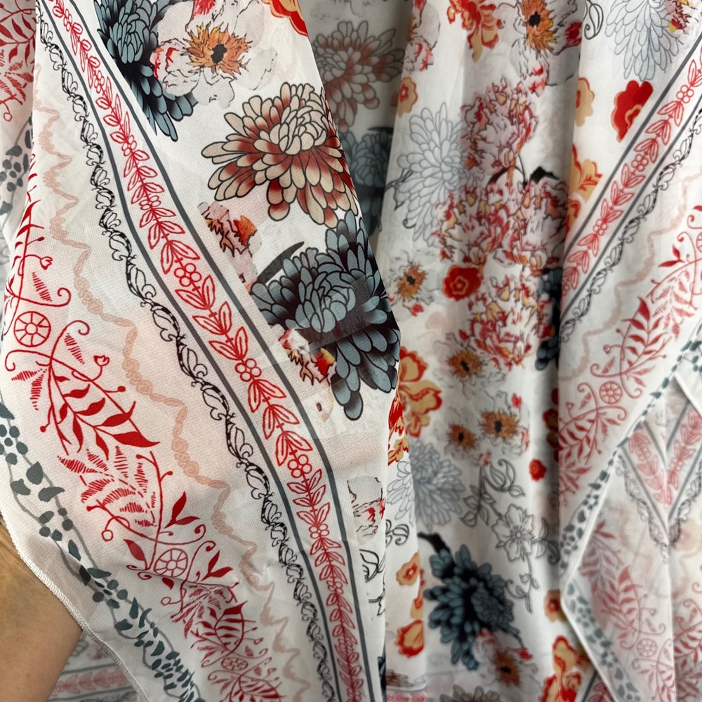 Unbranded Floral Kimono Cover Up Women One Size White Multicolor Draped (1685) - Picture 3 of 8